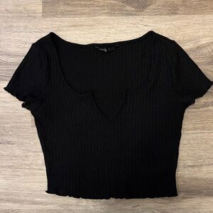 SHEIN Black Ribbed Bodysuit Top
